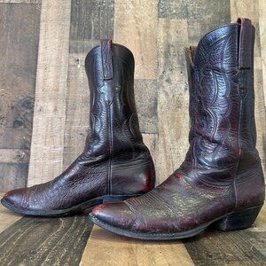 Lucchese Classics L695524 Black Cherry Smooth Ostrich Cowboy Boots Mens 11 D